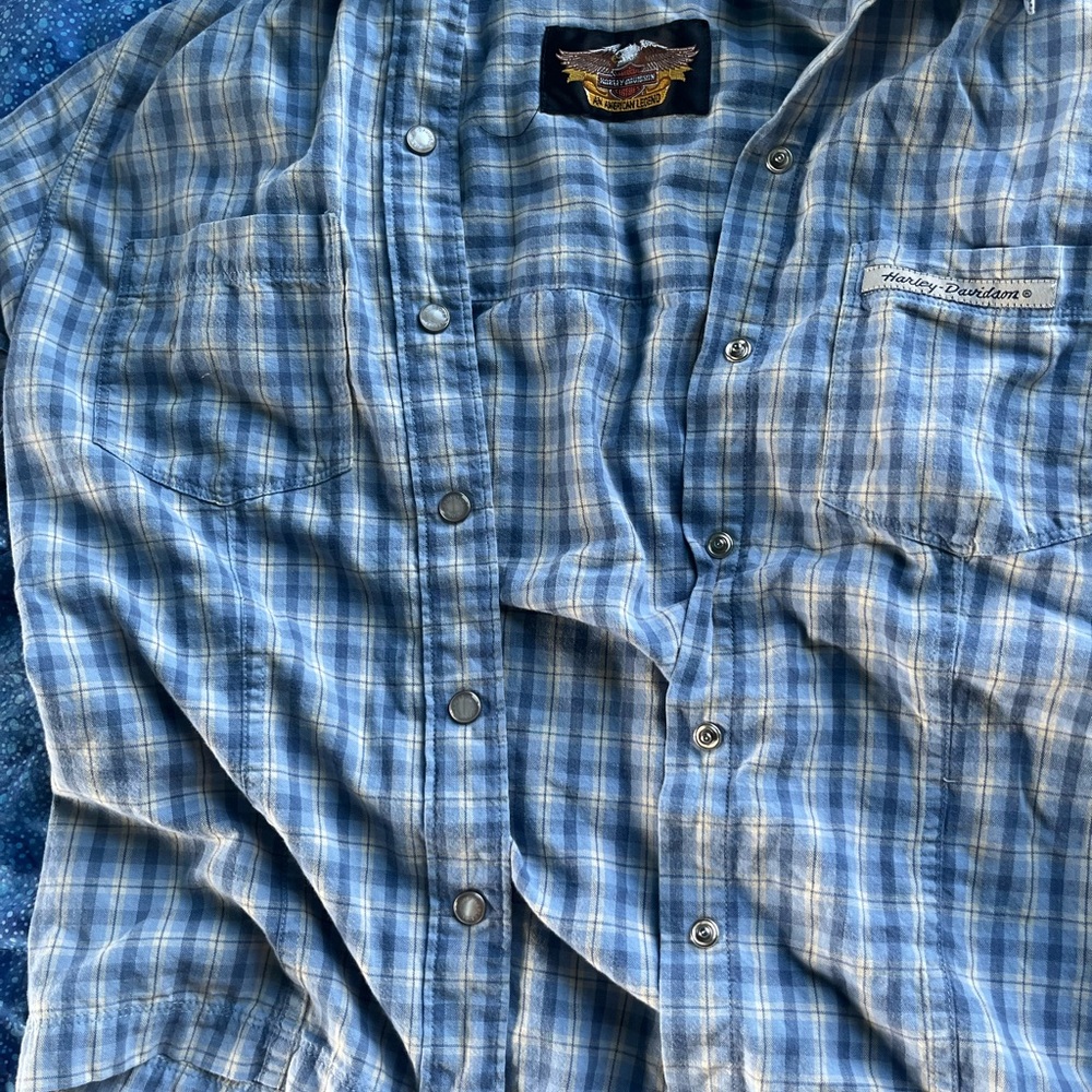 Vintage Harley Davidson pearl button short sleeve flannel